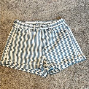 American Eagle Outfitters Blue and White Jean Shorts with Vertical Stripes